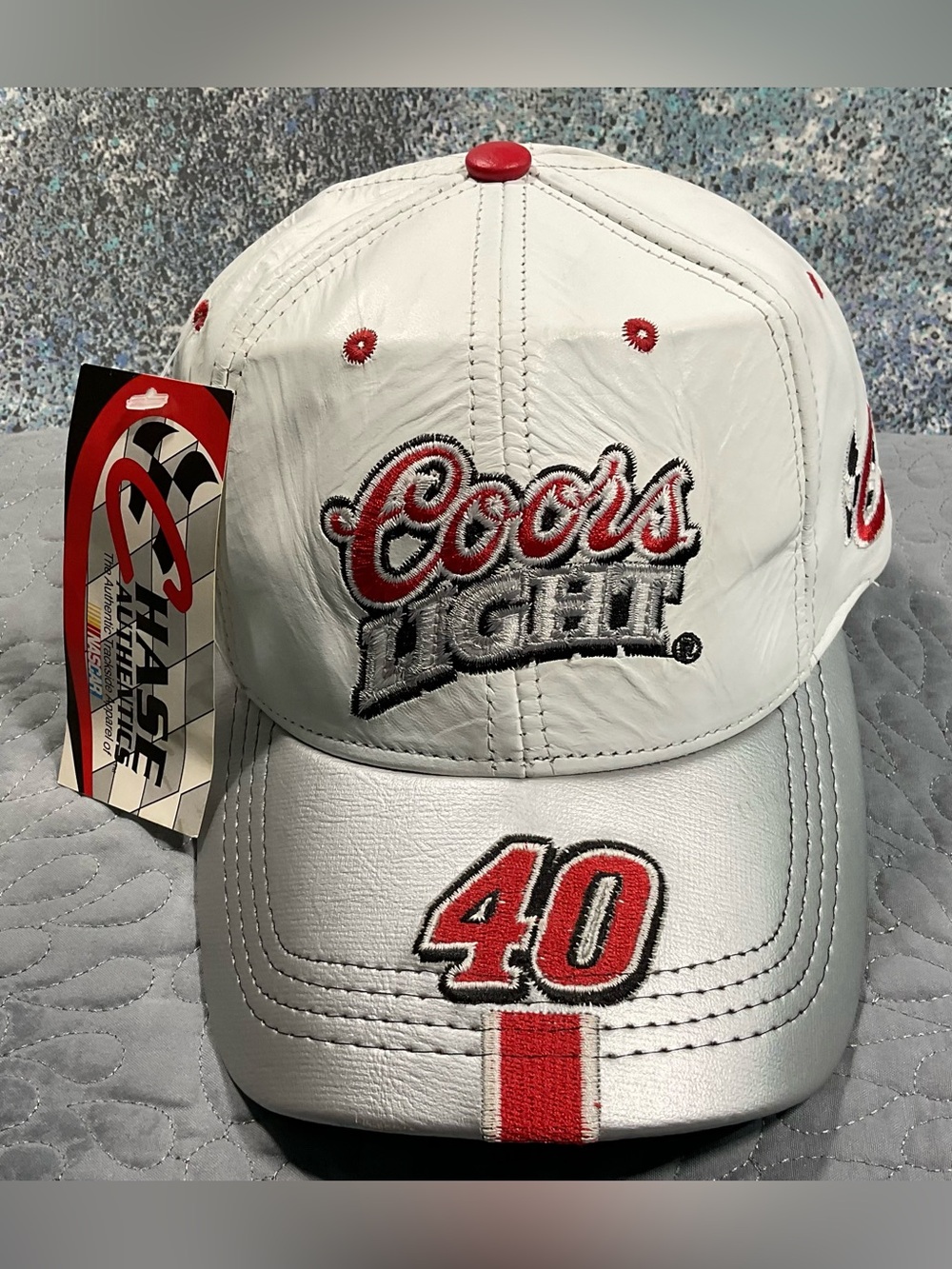 Vintage 2001 Sterling Marlin #40 Coors Light NASCAR Leather Hat NWT Chase